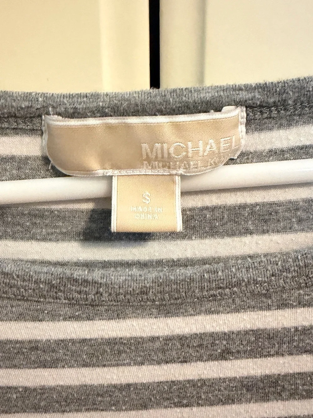 MICHAEL Michael Kors Gray White Striped Oversized Dolman Sleeve Top S